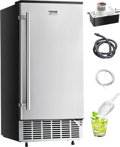 Vevor Ice Maker Undercounter Built-In 80 lbs/Day Reversible Door Stainless Steel New