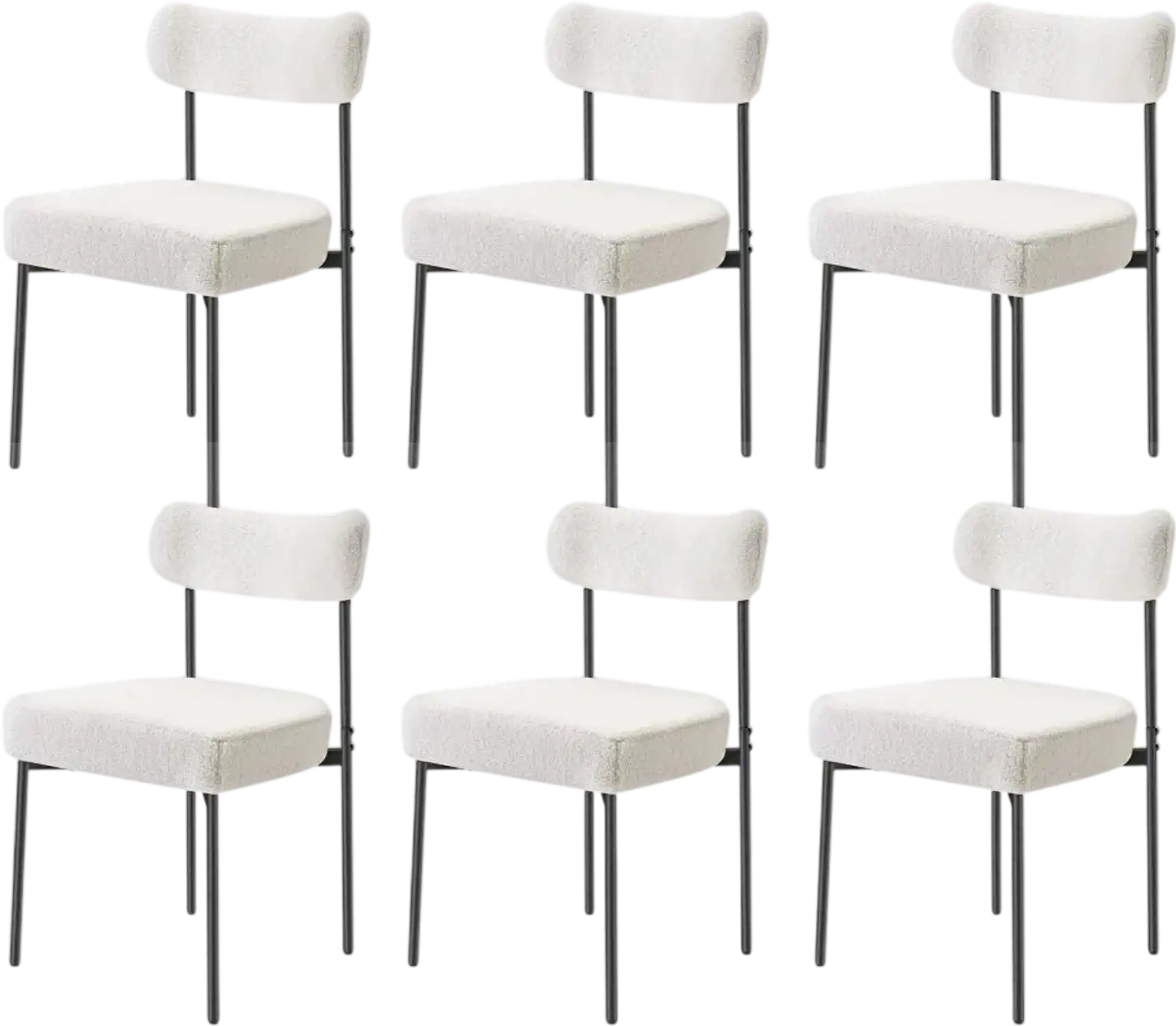 Vevor Dining Chairs Boucle Sherpa Upholstered Side Chair Set of 6 White New
