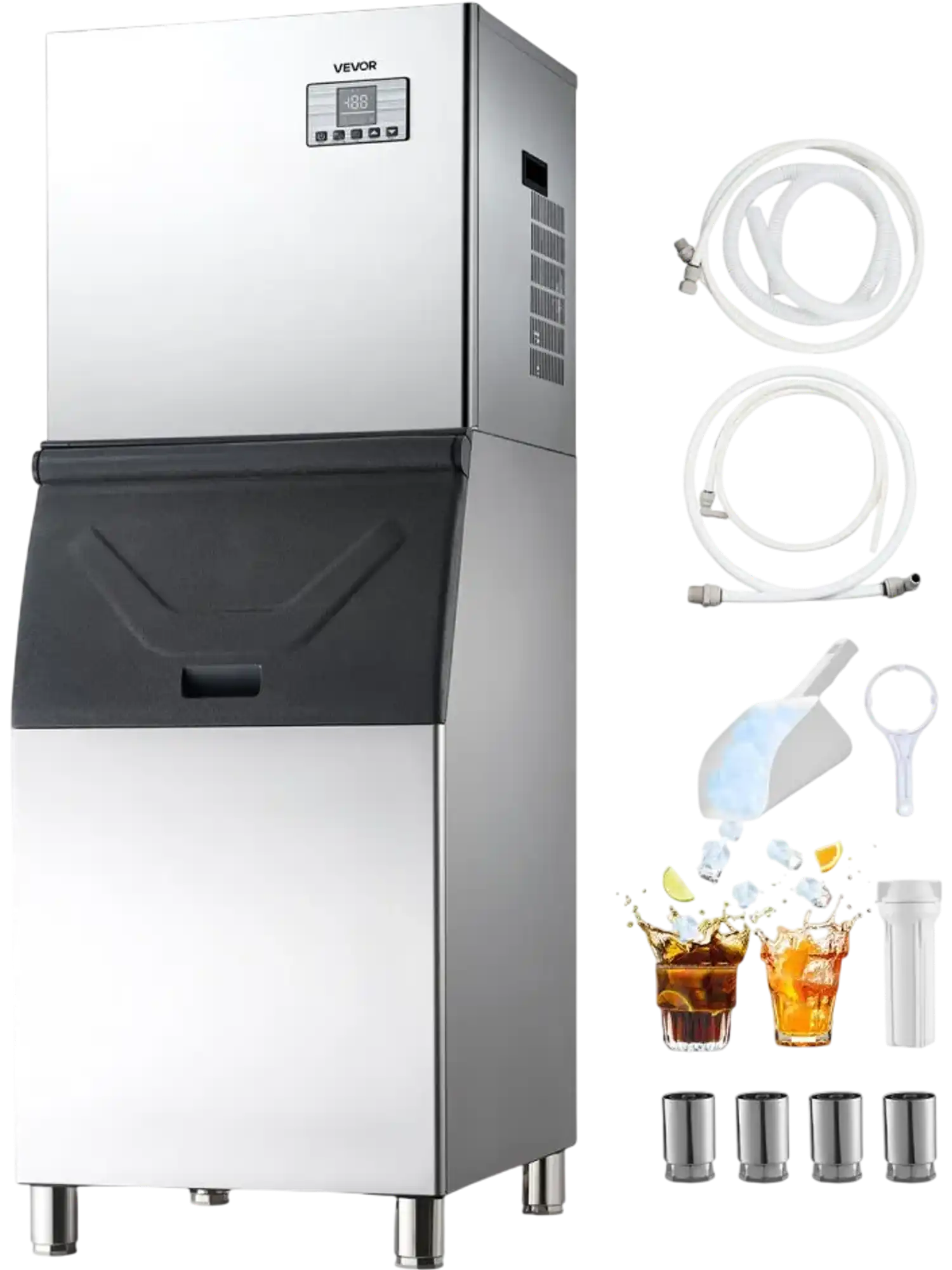 Vevor Ice Maker Commercial 550 lbs/24H w/ 300 lbs Storage Bin New