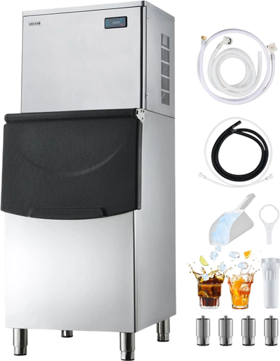 Vevor Ice Maker Commercial 650 lbs/24H Split-Design Machine with 250 lbs Storage Bin New