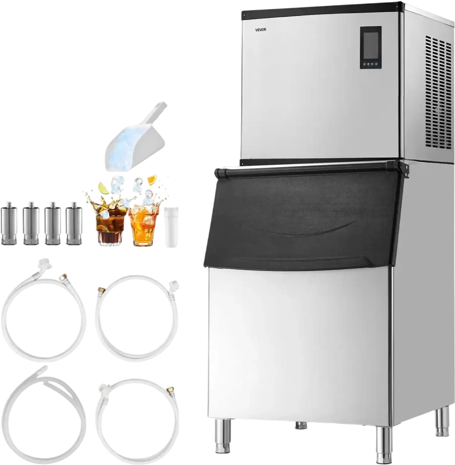 Vevor Commercial Ice Maker 1000 lbs/24H Split-Design Stainless Steel Ice Machine with 500 lbs Storage Bin New