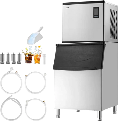 VEVOR Commercial Ice Maker Machine, 1000LBS/24H Ice-Making Machine with 500LBS Stainless Steel Storage Bin, Auto Self-Cleaning Ice Maker with Touchscreen for Bar Cafe Restaurant Business Commercial