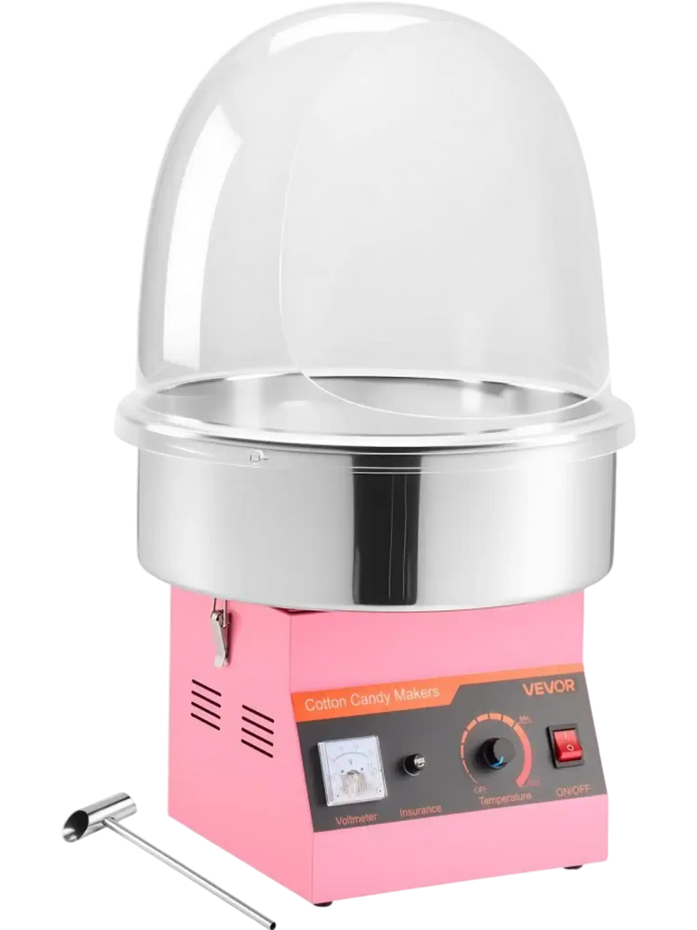 VEVOR Electric Cotton Candy Machine, 1000W Commercial Floss Maker With Cover, Commercial Cotton Candy Machine w/Stainless Steel Bowl & Sugar Scoop, Ideal for Carnival, Birthday, Family Party, Pink
