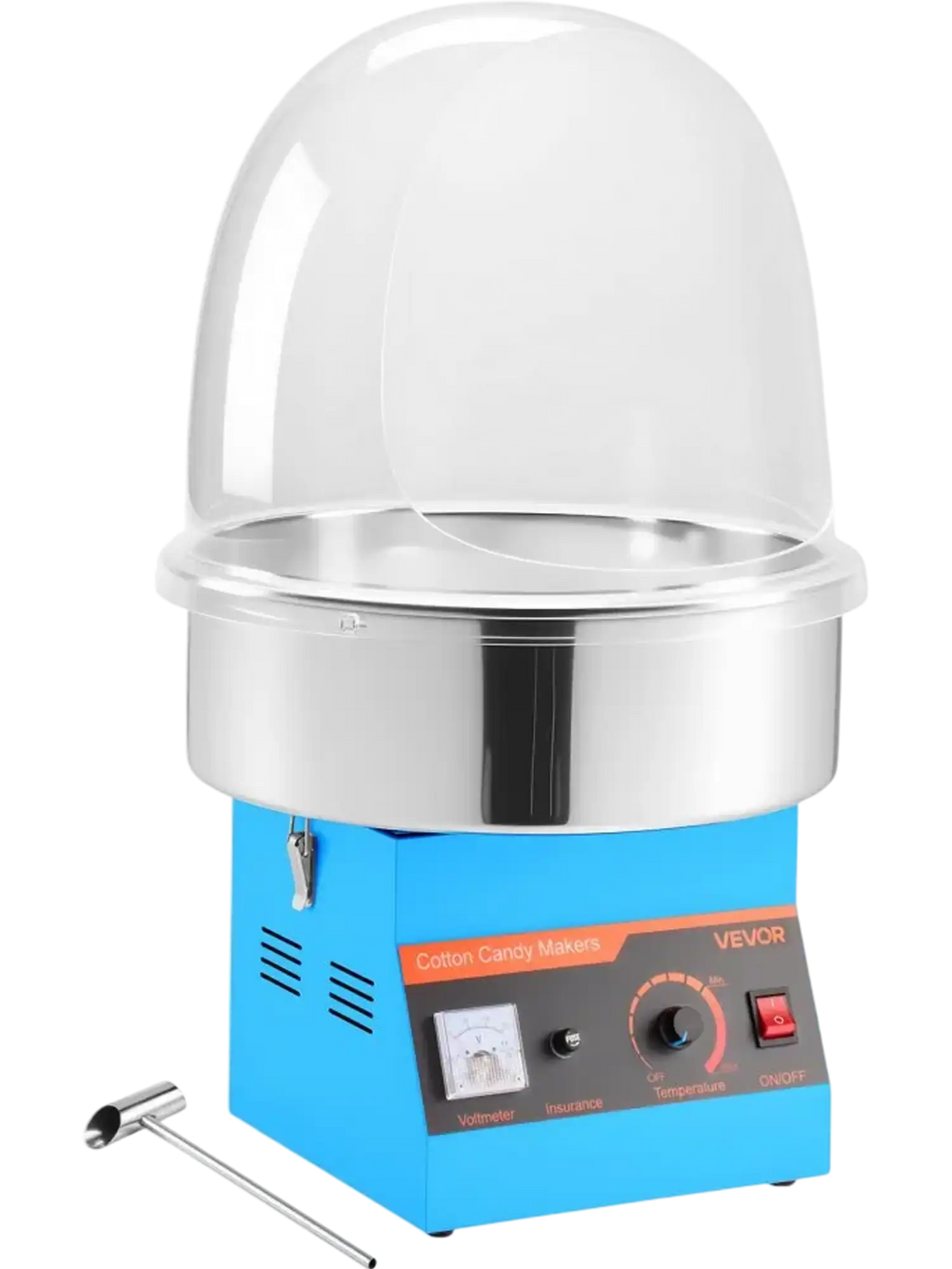 VEVOR Electric Cotton Candy Machine, 1000W Commercial Floss Maker With Cover, Commercial Cotton Candy Machine w/Stainless Steel Bowl & Sugar Scoop, Ideal for Carnival, Birthday, Family Party, Blue