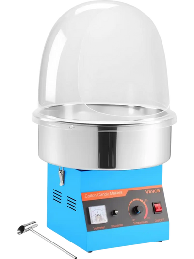 VEVOR Electric Cotton Candy Machine, 1000W Commercial Floss Maker With Cover, Commercial Cotton Candy Machine w/Stainless Steel Bowl & Sugar Scoop, Ideal for Carnival, Birthday, Family Party, Blue