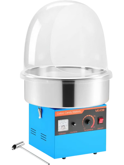 VEVOR Electric Cotton Candy Machine, 1000W Electric Floss Maker With Cover, Commercial Cotton Candy Machine w/Stainless Steel Bowl & Sugar Scoop, Ideal for Home, Carnival, Birthday, Family Party, Blue