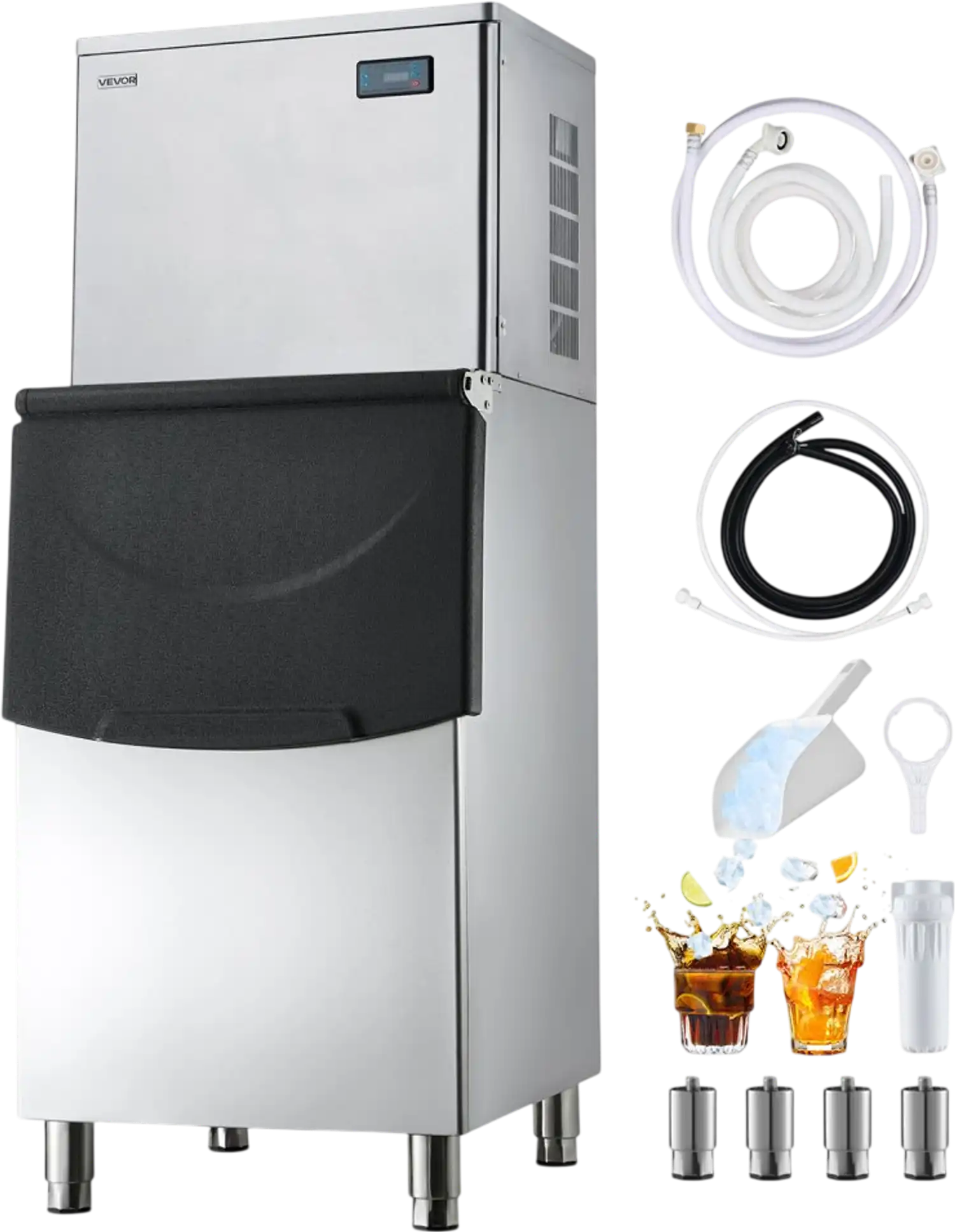 Vevor Ice Maker Commercial 650 lbs/24H with 250 lbs Storage Bin Stainless Steel New