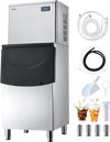 VEVOR Commercial Ice Maker Machine, 650LBS/24H Ice-Making Machine with 250LBS Stainless Steel Storage Bin, Auto Self-Cleaning Ice Maker with Touchscreen for Bar Cafe Restaurant Business Commercial
