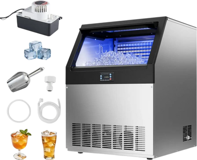 Vevor Ice Maker Commercial Freestanding 265 lbs/24h 85 lbs Storage Stainless Steel New