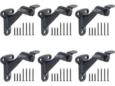VEVOR Handrail Hardware Bracket, 6 Packs Heavy Duty Hand Rail Brackets, Flexible Angle Adjustment & Easy Install, Stair Railing Hardware for Stairways Handrail, Staircase,Matte Black