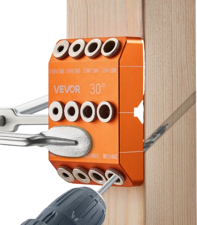 VEVOR Drill Guide, 30/ 45/ 90 Degree Angle 4 Sizes Portable Precision Drilling Guide Jig, for Drilling Angled or Horizontal Holes, Aluminum Alloy, for Deck Cable Railing Wood Post Stair Handrail