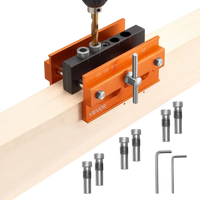 VEVOR Doweling Jig Kit, Self Centering Dowel Drill Jig for Straight Holes, Aluminum Alloy Woodworking Tools with 6 Drill Guide Bushings, Adjustable Width, for Wood Working, Drilling and Marking