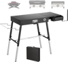 VEVOR Folding Grill Table 35x17 in Camping Griddle Stand Fit 17 & 22 in, for Picnic BBQ Tailgating, Carbon Steel, Adjustable Height, 350 lbs, Outdoor Cart with Magnetic Tool Rack and Tissue Holder