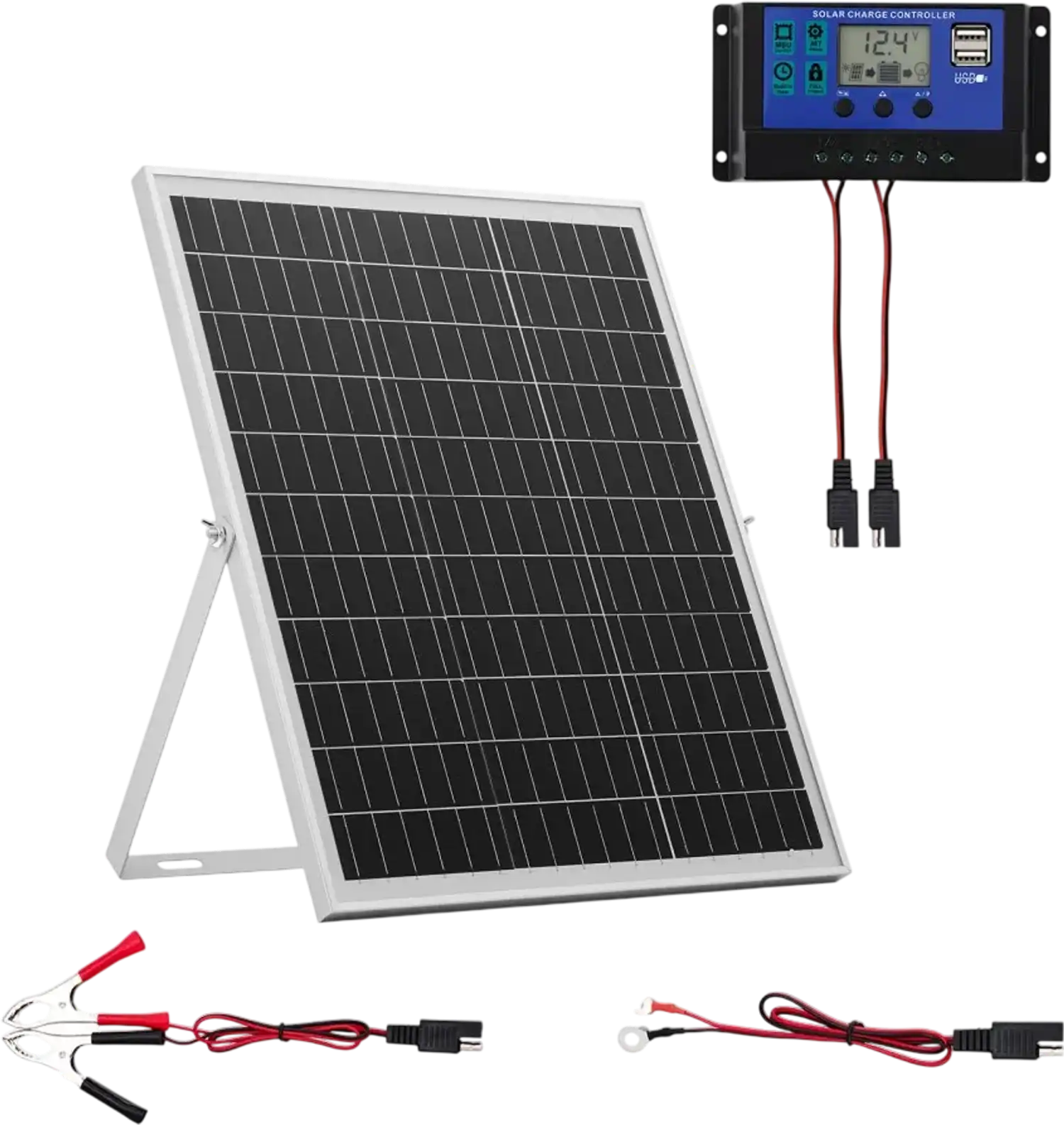 Vevor Solar Panel Battery Charger 25W 12V Trickle Charger Maintainer with MPPT Controller New