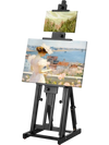 VEVOR Studio H-Frame Easel, Holds Canvas Art up to 77", Beechwood Artists Easel for Painting with Bottom Tray, Double Canvas Position, 22 lbs Load Capacity Studio Easel, Adjustable Art Painting Easel