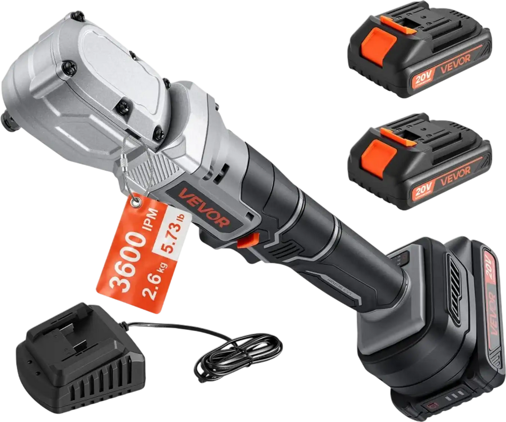 VEVOR Right Angle Drill 1/2 in Square Drive 90 Degree Cordless Angle Drill, For Cabinets, Corners, Frames, Tight Spaces, Brushless Motor, Adjustable Speed, LED Lighting, with 2 Batteries and Charger