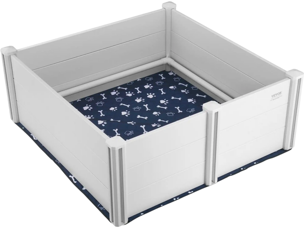 VEVOR Dog Whelping Box, 48 x 48 x 18.1in Whelping Box for Dogs and Puppies, Whelping Pen for Puppies, Dog Birthing Box with Rails and Washable Pee Pad, Whelping Box for Large Breed Dogs, White