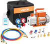 VEVOR AC Vacuum Pump and Gauge Set, 4.5 CFM 1/3 HP, Single Stage Rotary Vane HVAC Vacuum Pump, A/C Manifold Gauge Kit, for R134a R22 R410a R1234YF R32, with Carry Bag, for Auto HVAC Air Conditioning