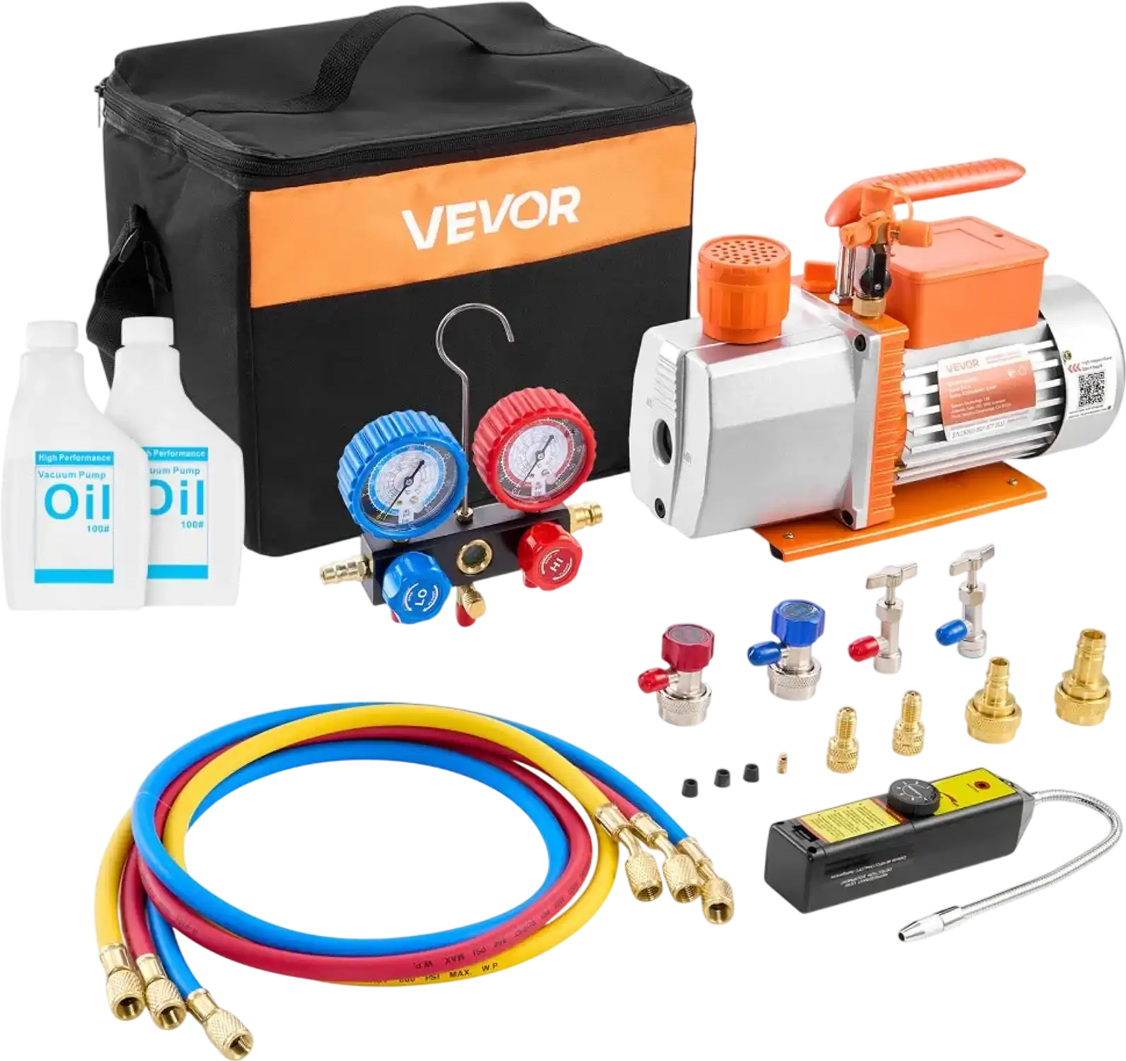 Vevor Vacuum Pump & Gauge Set 7 CFM 3/4 HP Two-Stage Rotary Vane HVAC A/C Manifold Kit New
