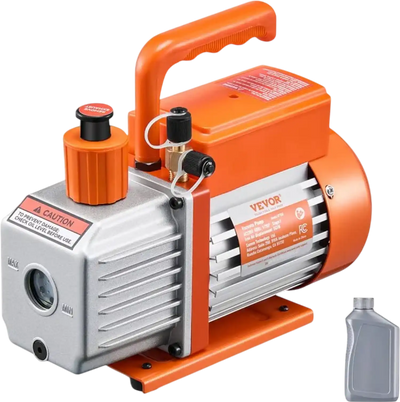 VEVOR Vacuum Pump, 5 CFM, HVAC Single Stage Rotary Vane Vacuum Pump, for R134a R22 R410a Systems, Auto AC Vacuum Pump Kit with Oil Bottle, for Automotive Air Conditioner Maintenance Resin Degassing