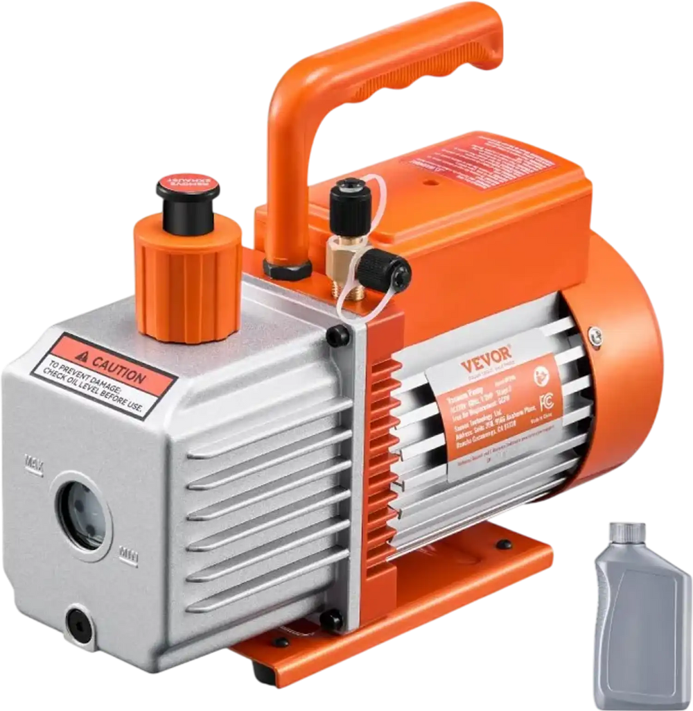 VEVOR Vacuum Pump, 6 CFM, HVAC 2 Stage Rotary Vane Vacuum Pump, for R134a R22 R410a Systems, Auto AC Vacuum Pump Kit with Oil Bottle, for Automotive Air Conditioner Maintenance Resin Degassing
