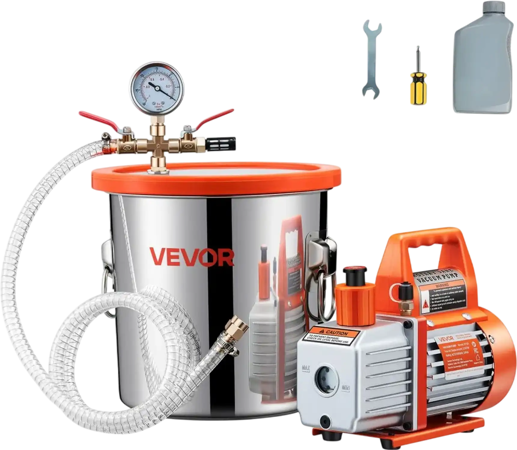 Vevor Vacuum Pump Kit 3 Gallon Stainless Steel Degassing Chamber 3.5 CFM New