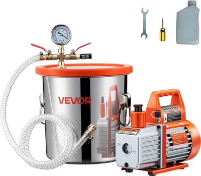 Vevor Vacuum Pump Kit 3 Gallon Stainless Steel Degassing Chamber 3.5 CFM New
