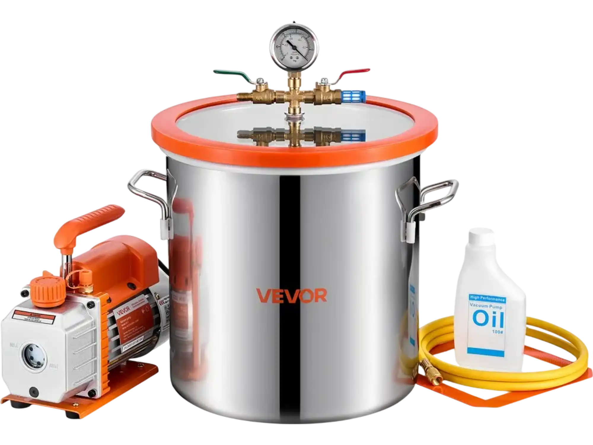 Vevor Vacuum Chamber Kit 5 Gallon 3.5 CFM Stainless Steel Degassing Chamber with Pump New