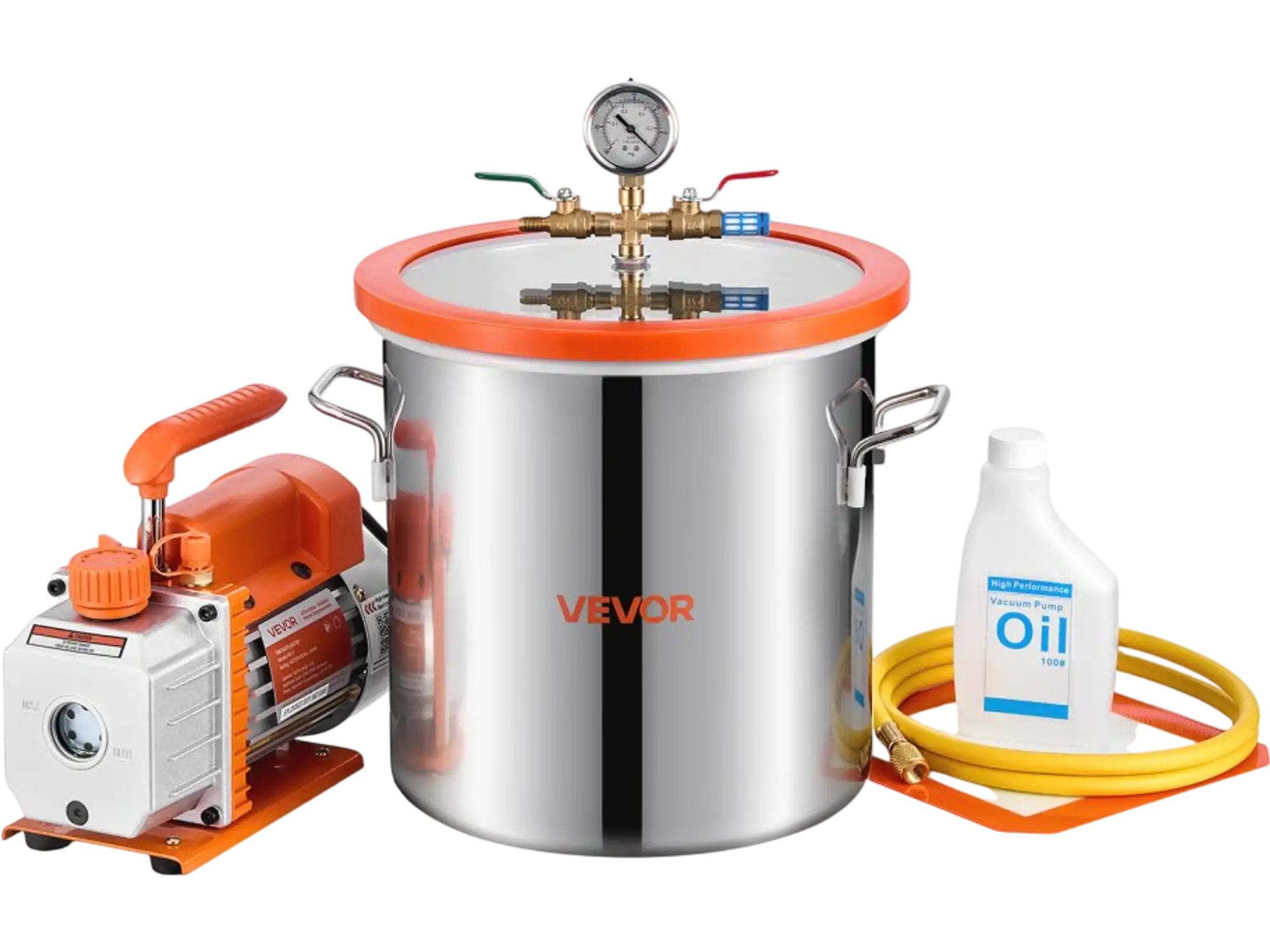 Vevor Vacuum Chamber with Pump 3 Gallon Stainless Steel Degassing Kit New