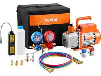 Vevor Vacuum Pump 4.5 CFM HVAC Single Stage Rotary Vane Manifold Gauge Kit New