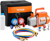 VEVOR 3.5 CFM AC Vacuum Pump and Gauge Set, Single Stage Rotary Vane HVAC Air Vacuum Pump, A/C Refrigerant Manifold Gauge Kit, with Hoses, Air Conditioning Refrigeration for R134a, R12, R22, R502a
