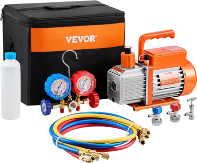 Vevor Vacuum Pump 3.5 CFM Single Stage HVAC AC Refrigerant Manifold Gauge Kit New