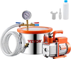 VEVOR 1.5 Gallon Vacuum Chamber and 3.5 CFM Pump Kit, Stainless Steel Chamber, Single Stage Vacuum Pump Degassing Chamber Kit, with Acrylic Lid, Oil, 4.92 ft Hose, for Degassing Resin Silicone Epoxies