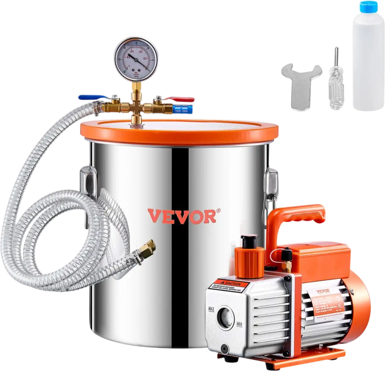 Vevor Vacuum Chamber 5 Gallon 3.5 CFM Pump Degassing Kit New
