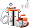 VEVOR 3 Gallon Vacuum Chamber and 3.5 CFM Pump Kit, Stainless Steel Chamber, Single Stage Vacuum Pump Degassing Chamber Kit, with Acrylic Lid, Oil, 4.92 ft Hose, for Degassing Resin Silicone Epoxies