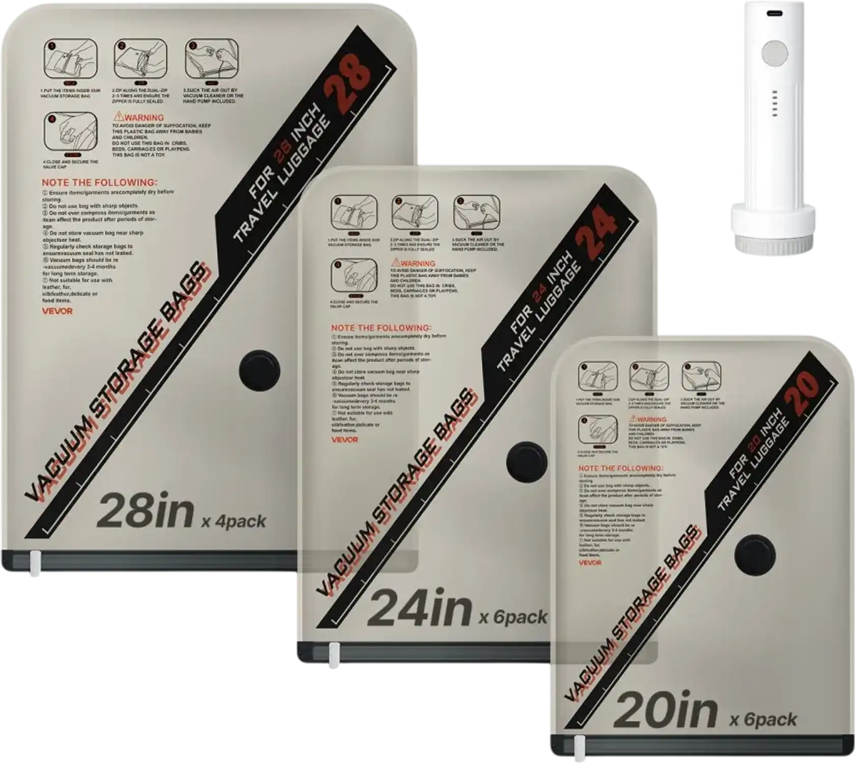 Vevor Vacuum Storage Bags 16-Pack Space Saver Bags with Cordless Pump New