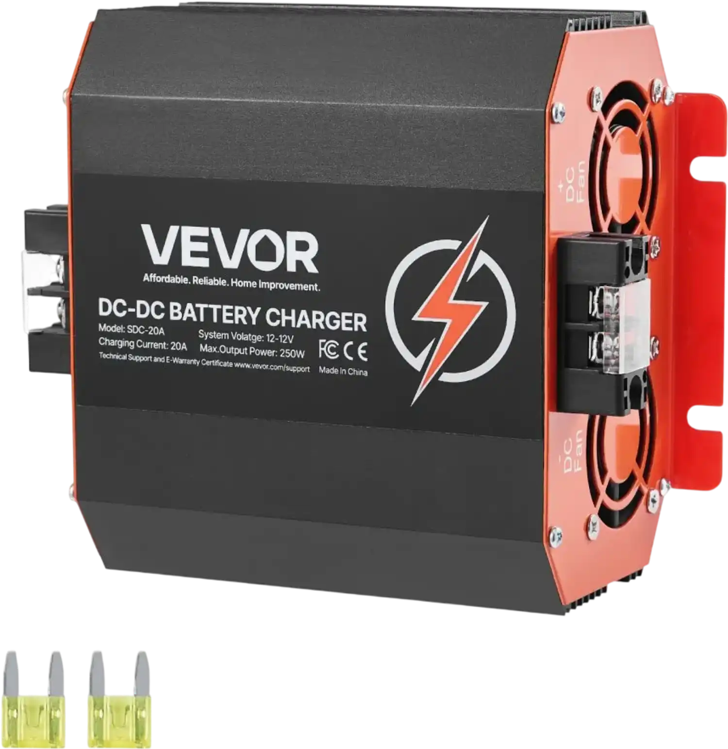 Vevor DC to DC Battery Charger 12V 20A 250W Smart Multi-Stage for Lead-Acid Lithium AGM GEL Flooded Batteries New