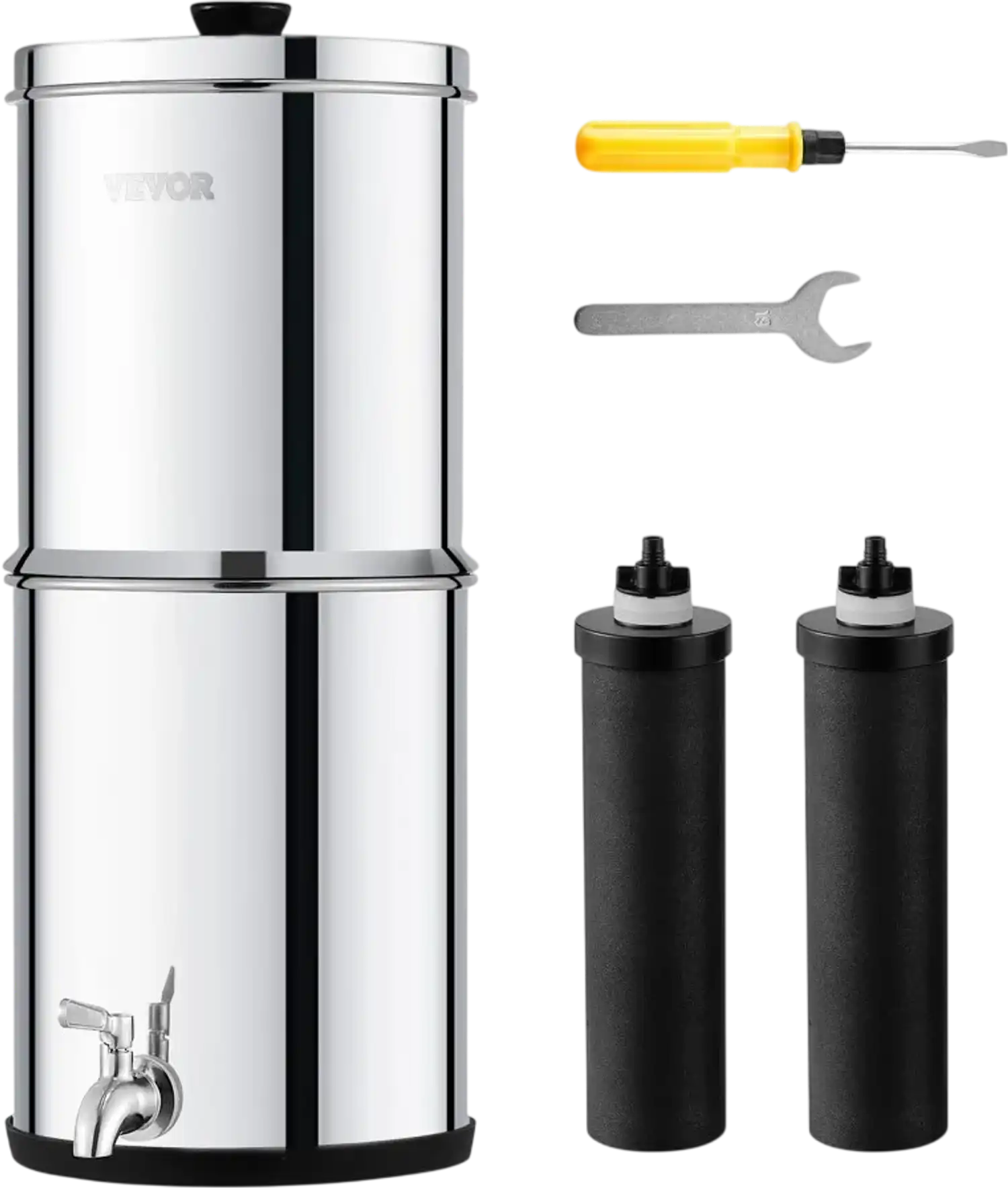 Vevor Water Filtration System Gravity-Fed 2.25G Stainless Steel Countertop New