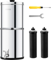 VEVOR Gravity-fed Water Filter System, 2.25G 304 Stainless-Steel Countertop System, Water Filtration System, Reduces Lead and up to 99% of Chlorine, with 2 Carbon Filters & Spigot, for Home Camping RV
