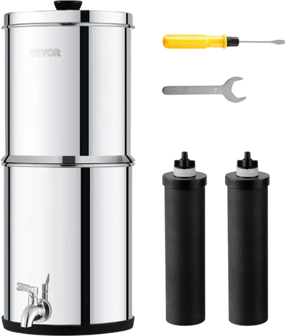 Vevor Water Filtration System Gravity-Fed 2.25G Stainless Steel Countertop New