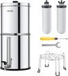 VEVOR Gravity-fed Water Filter System, 2.25G 304 Stainless-Steel Countertop Water Filtration System, Reduces Lead and up to 99% of Chlorine, with 2 Ceramic Carbon Filters, Water Level  Spigot, Stand