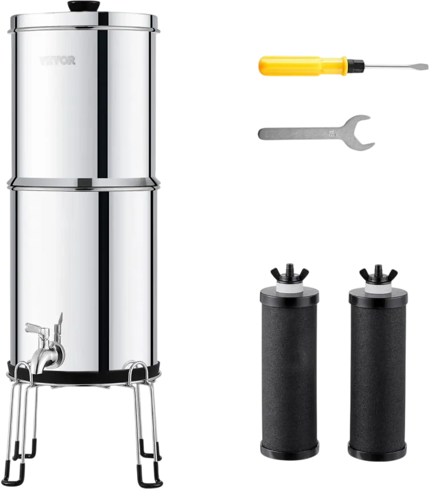 Vevor Water Filter System 2.25G Countertop Gravity-Fed Stainless Steel New