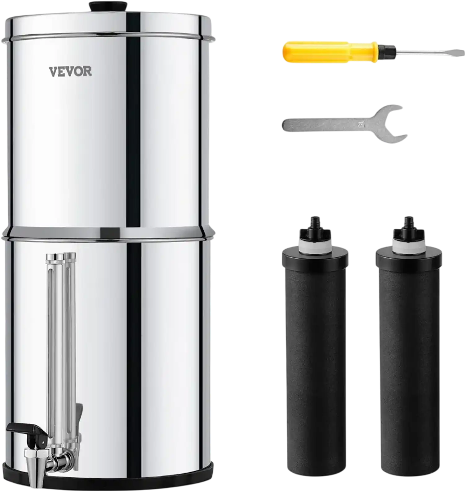 Vevor Gravity-fed Water Filter System 2.25G 304 Stainless Steel Countertop with 2 Carbon Filters New