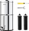 VEVOR Gravity-fed Water Filter System, 2.25G 304 Stainless-Steel Countertop System, Water Filtration System, Reduces Lead and up to 99% of Chlorine, with 2 Carbon Filters, and Water Level  Spigot