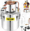 VEVOR Alcohol Still 13.2Gal/50L, Alcohol Distiller with Circulating Pump, Alcohol Still Copper Tube, Whiskey Distilling Kit with Build-In Thermometer, Whiskey Making Kit for DIY Alcohol, Stainless Ste