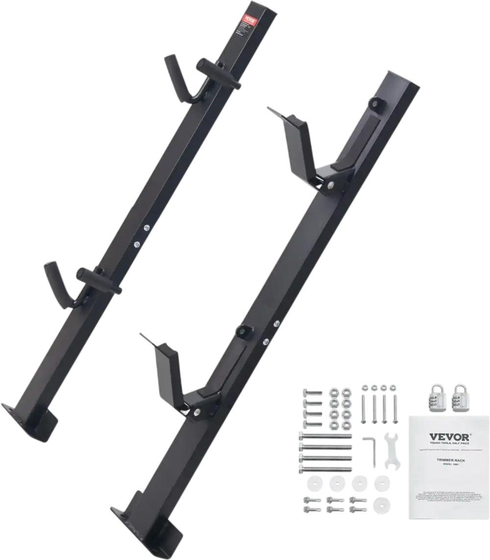 VEVOR Trimmer Rack, 2 Place Weeder Trimmer Rack, Trim Holder Trailer Rack Carrier with Zinc Alloy Password Lock, Mount On Landscape Truck Trailer Enclosed Trimmer Rack Weed Eater Racks, Pair