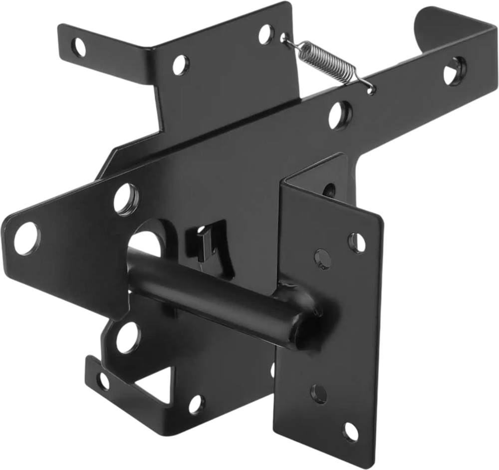 VEVOR Self-Locking Gate Latch, Metal Heavy Duty Automatic Gravity Lever, Door Latch Hardware with Multiple Lock Holes, Matte Powder Coating Finish, Ideal for Fence, Garage, Pool, Garden, Black
