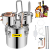 VEVOR Moonshine Still Distiller 3Gal 12L Stainless Steel Water Distiller Copper Tube with Circulating Pump Home Brewing Kit Build-in Thermometer for DIY Whisky Wine Brandy Spirits