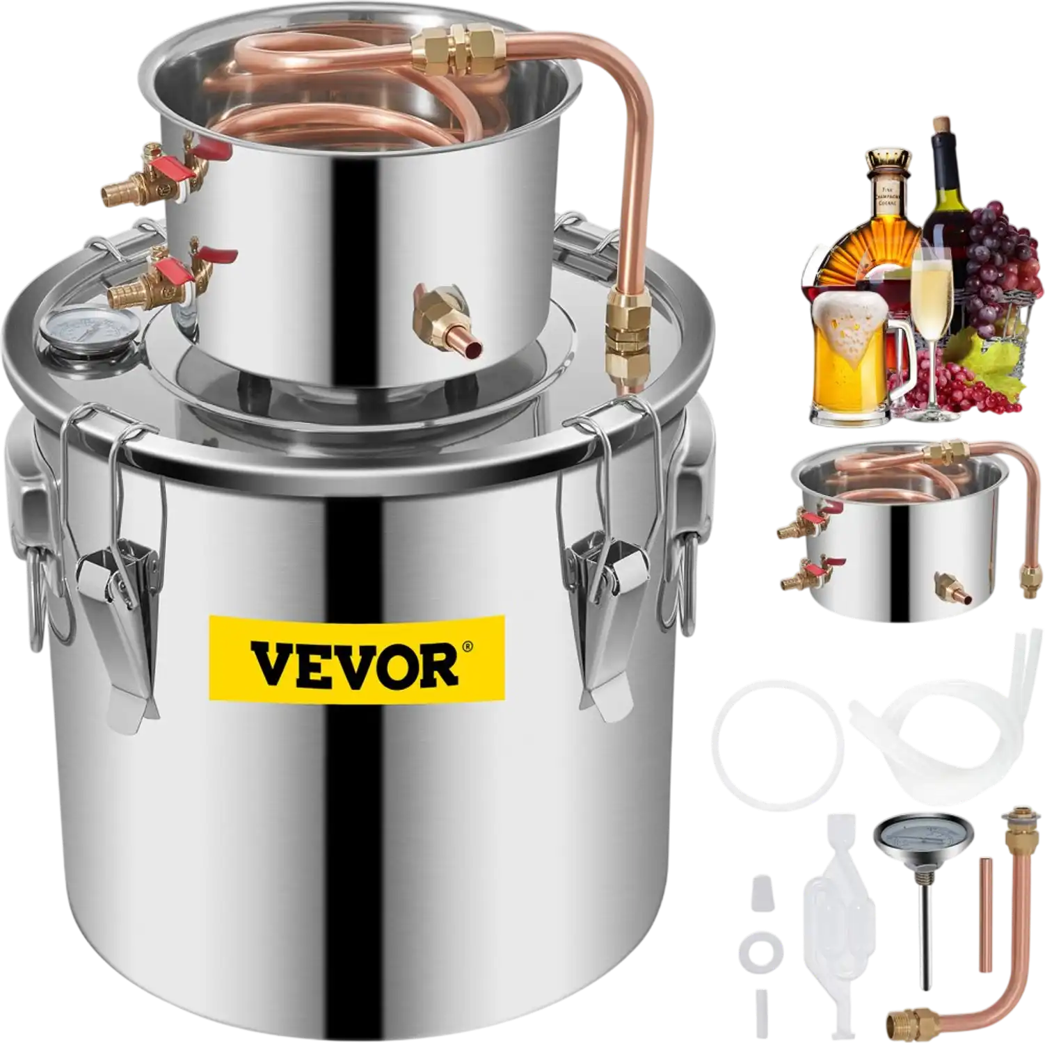 Vevor Alcohol Distiller 5 Gal Stainless Steel Moonshine Still New