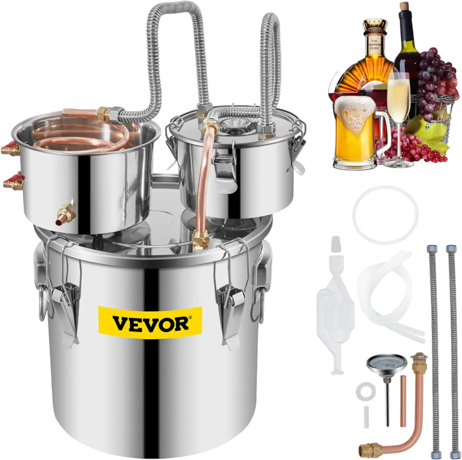 Vevor Alcohol Still 5 Gal Stainless Steel Water Distiller Home Brewing Kit New